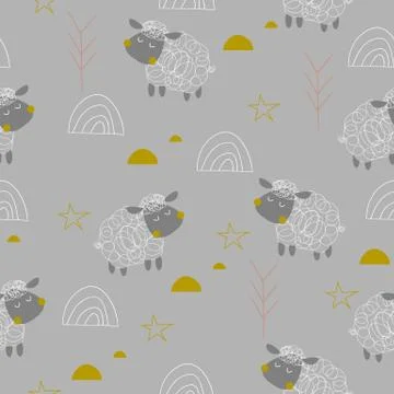 Baby sheeps seamless pattern Stock Illustration