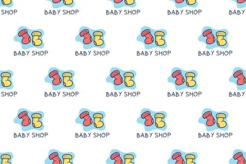 Baby shop seamless pattern background Stock Illustration