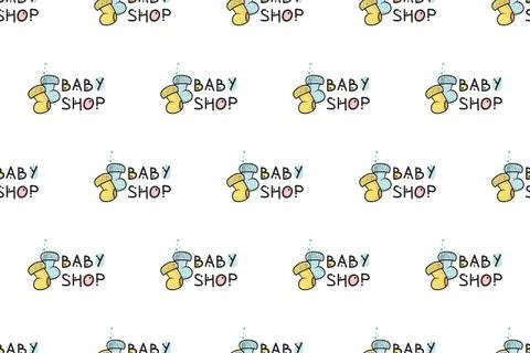 Baby shop seamless pattern background Stock Illustration