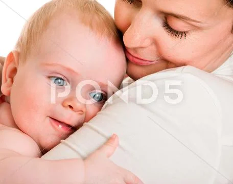 Baby on a shoulder at mum Stock Photos
