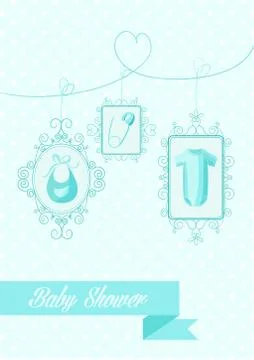 Baby shower boy hanging elements イラスト素材
