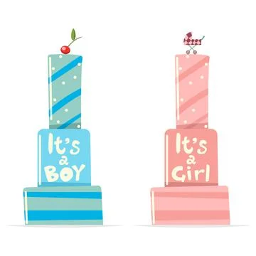 Baby shower cake. Vector birthday card design. Stock Illustration