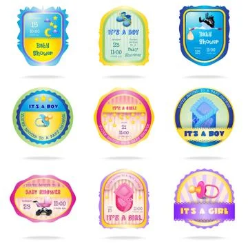 Baby shower emblems Stock Illustration