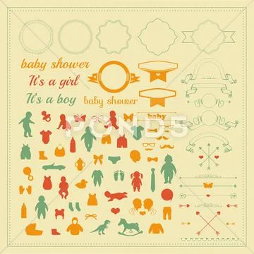 Baby shower invitation card Stock Illustration