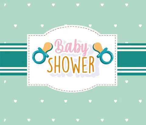 Baby shower invitation card pacifier, welcome newborn template Stock Illustration