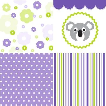 Baby Shower Invitation, pattern set Stock Illustration