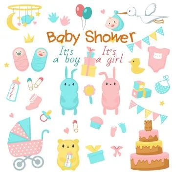 Baby shower vector icon set Stock Illustration