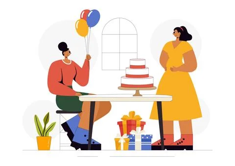Baby Shower Vector Illustration Featuring a Couple Celebrating the Arrival .. Stock Illustration