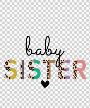 Baby Sister Script Text Design aligned heart letter Stock Illustration