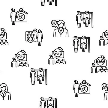 Baby Sitting Work Occupation Vector Seamless Pattern Ilustración de archivo
