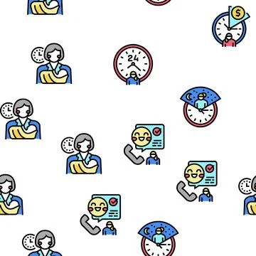 Baby Sitting Work Occupation Vector Seamless Pattern 스톡 일러스트