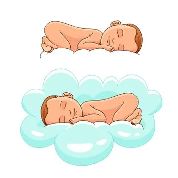 Baby sleeping on a cloud Illustrazione stock