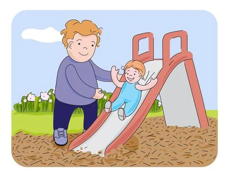 Baby slide down on playground Illustrazione stock