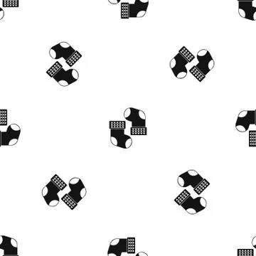 Baby socks pattern seamless black Stock Illustration