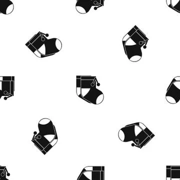 Baby socks pattern seamless black Stock Illustration