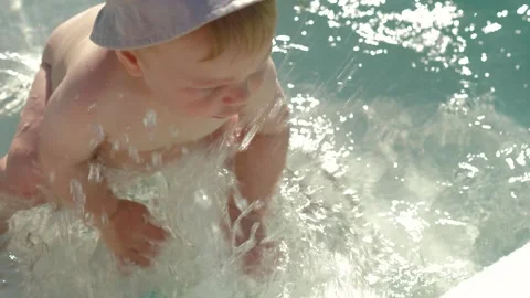 Baby Splashing Pool Stock Footage 295037407