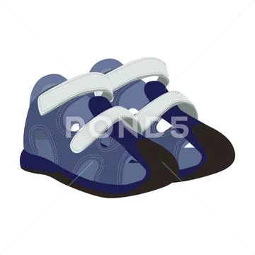 Baby sport shoes vector icon on a white background. Baby shoes on clasp Stock Illustration