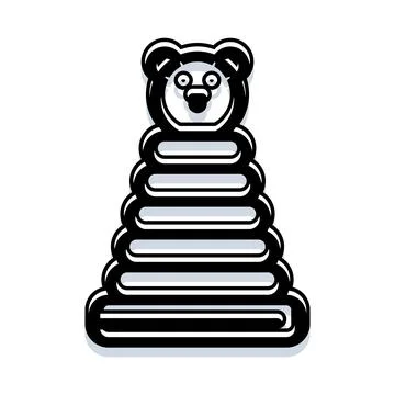 Baby stacking ring toy bear head icon Stock Illustration