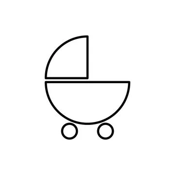 Baby stroller flat icon isolated on white background Stock Illustration