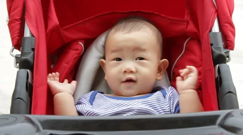 Baby in stroller Stock Footage 46098779