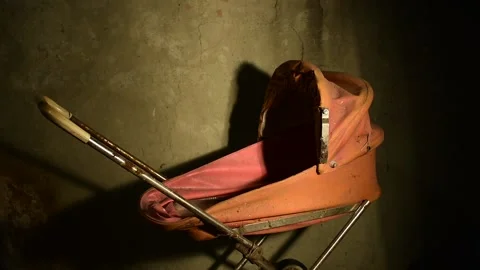 Baby stroller in the gliding light of the lantern Stock Footage 143258833