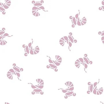 Baby stroller glyph vector seamless pattern black Stock Illustration