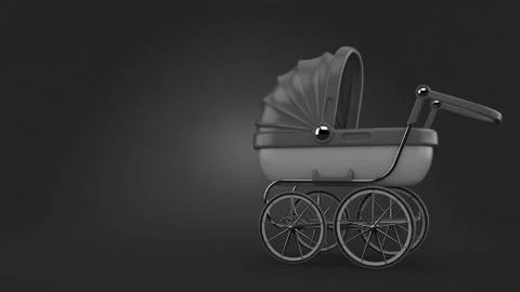 Baby stroller on gray background Stock Illustration