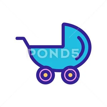 Baby stroller icon vector. Isolated contour symbol illustration Stock Illustrationen