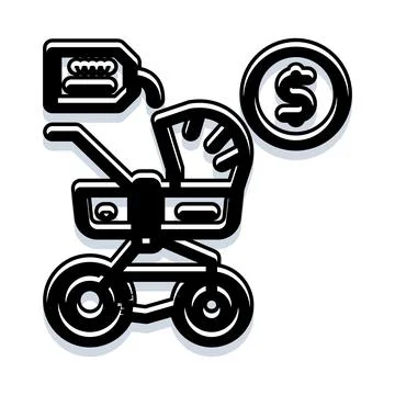 Baby stroller representing high cost of raising child Stock Illustration