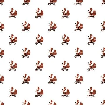 Baby stroller seamless pattern for child care design Illustration