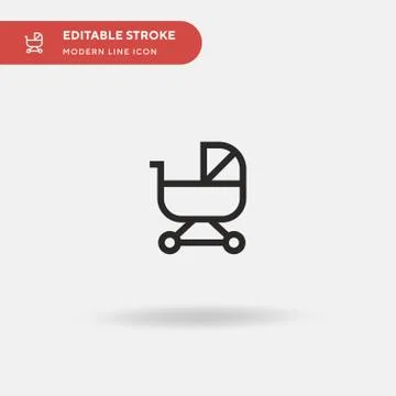 Baby Stroller Simple vector icon. Illustration symbol design template for web Stock Illustration