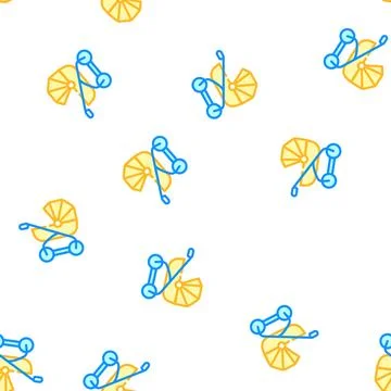 Baby stroller vector seamless pattern color Stock Illustration