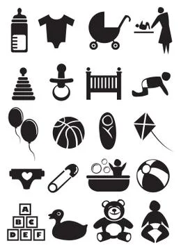 Baby Stuff Icon Set Illustrazione stock