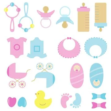 Baby stuff set vector illustration Stock Illustration