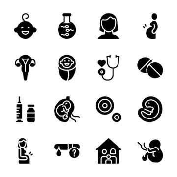 Baby Test Tubes Solid Icons Pack Illustrazione stock