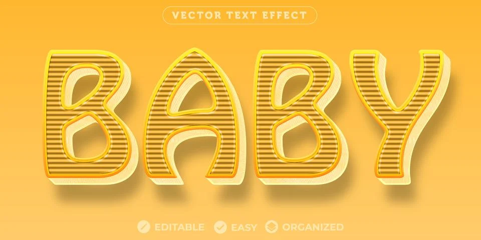 Baby Text Effect,Fully Editable Font Text Effect Stock Illustration