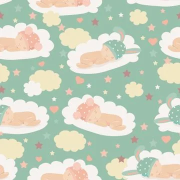 Baby theme seamless pattern Stock Illustration