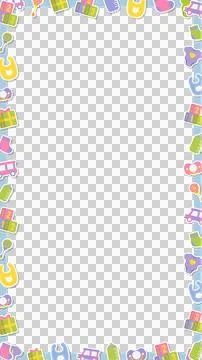 Baby-themed border is featuring flat design bottles, pacifiers, socks on Stock Illustration