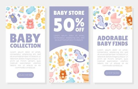 Baby Things and Objects Store Banner Design Vector Template Stock-Illustration