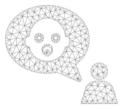 Baby Thinking Person Vector Mesh 2D Model Stock Illustration