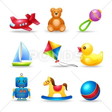 Baby Toys Icons Set Stock Illustration