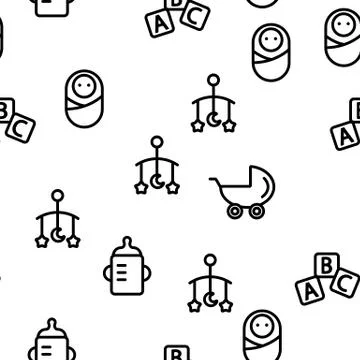 Baby Toys Vector Seamless Pattern Stock Illustration