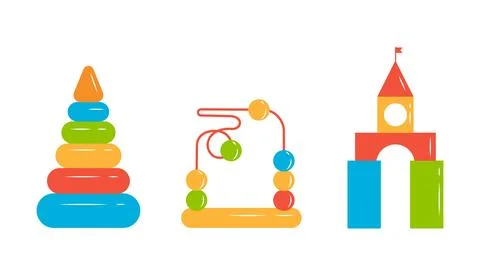 Baby toys. Vector set of educational baby toys Stock Illustration