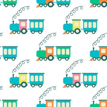 Baby trains seamless pattern Stock Illustration