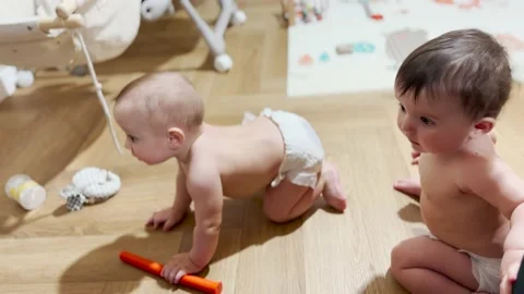 Toddlers In Diapers Stock Video Footage