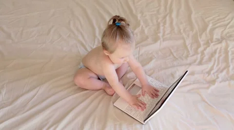 Baby use a laptop Stock Footage 44175878