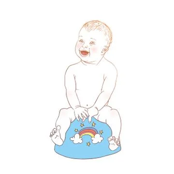 Baby using the potty Stock Illustration