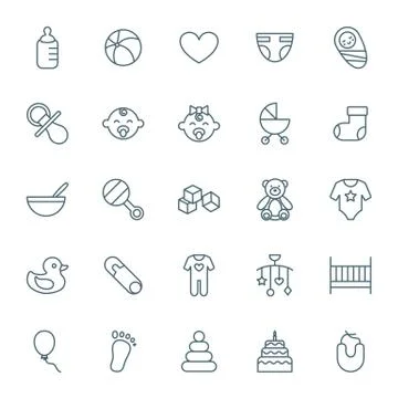 Baby vector icons set Stock Illustration