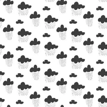 Baby vector seamless pattern. Black fun rainy sky print for textile Illustrazione stock