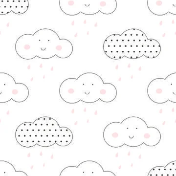 Baby vector seamless pattern. Light fun sky print for textil Illustrazione stock